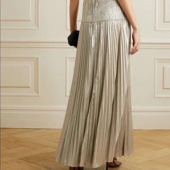 JONATHAN SIMKHAI Daisy cutout plissé-lamé maxi dress NWT - Picture 10 of 12